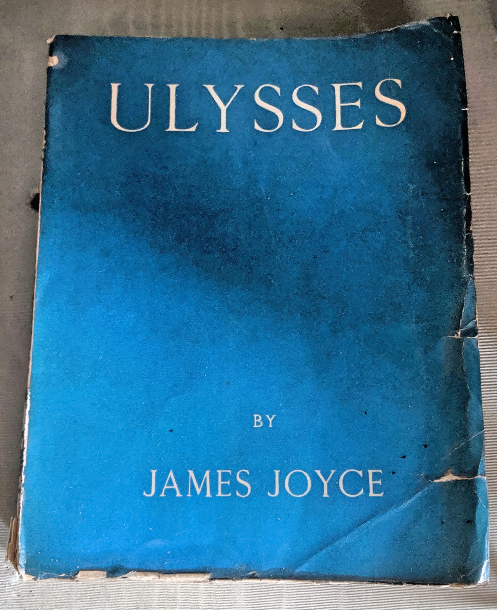 The blue cover of the 1922 first edition of Ulysses